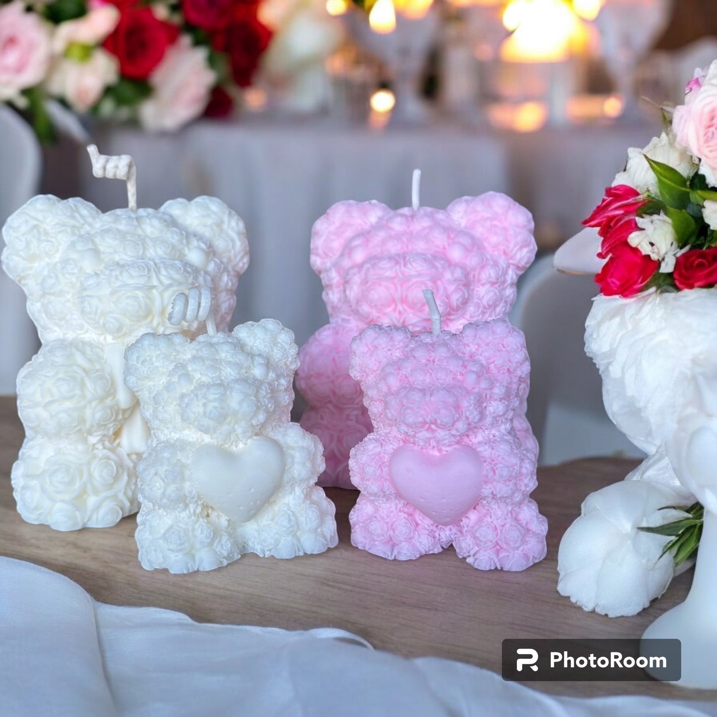 Small Rose Bear Candle