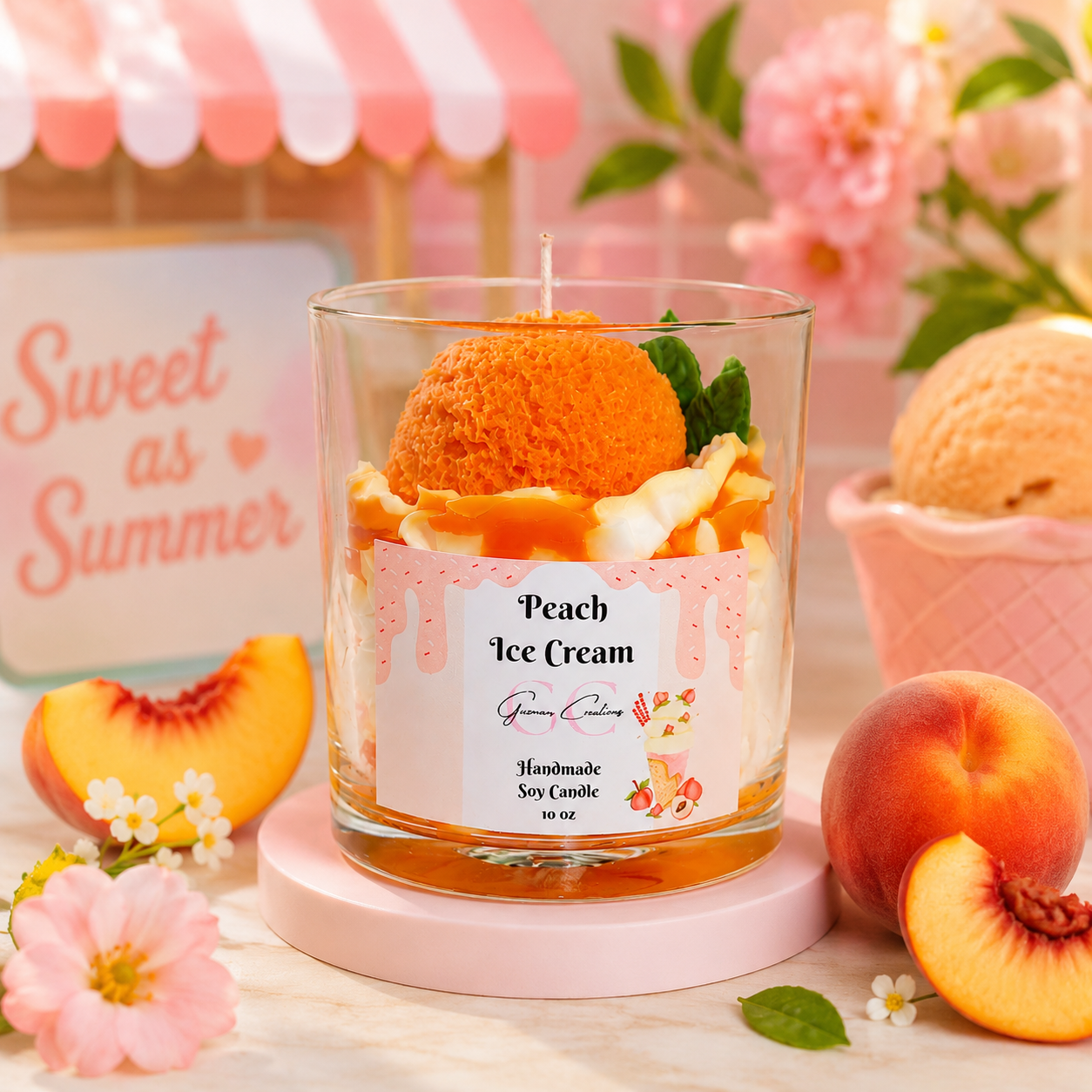 Peach Ice Cream Candle 10oz